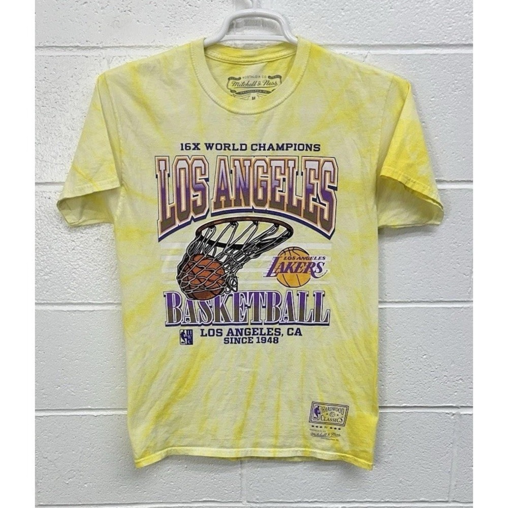 Mitchell & Ness Los Angeles Lakers Showtime 16X Champions Yellow Tee Shirt Sz M
